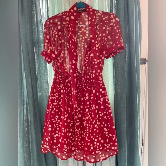 strapless open back dress Red Floral Button Front Short Sleeve Midi Dress – PinkBlush